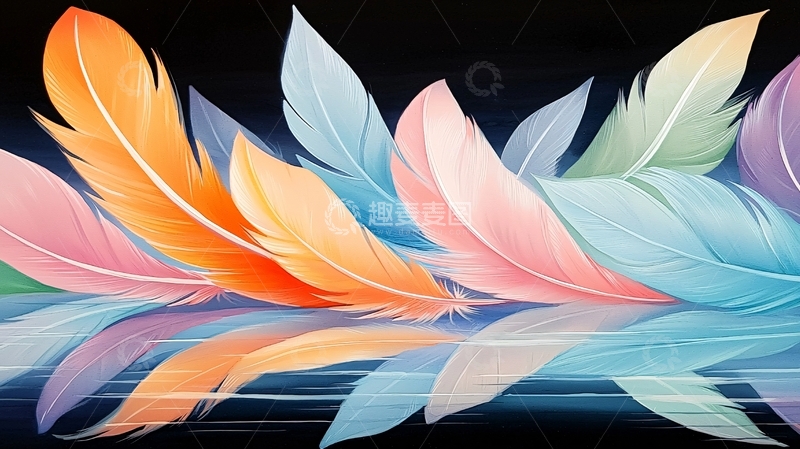 高清大图下载【趣麦麦图】彩色羽毛排列反射