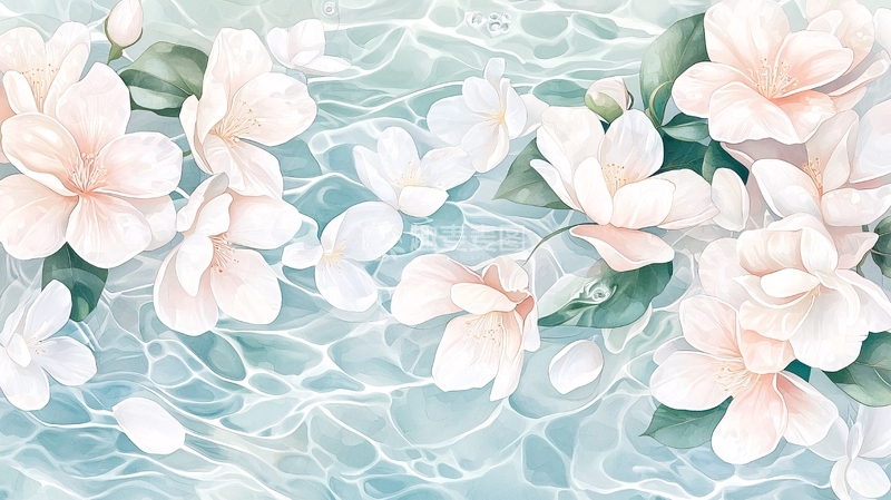 高清大图下载【趣麦麦图】水面上的白色花朵