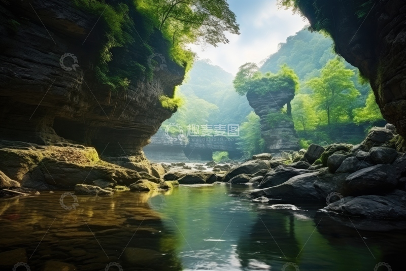 高清大图下载【趣麦麦图】自然山洞水潭美景