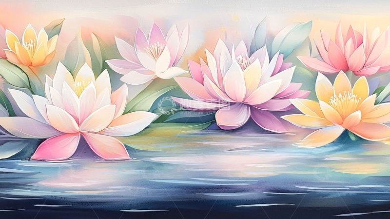 高清大图下载【趣麦麦图】水面莲花柔美淡雅