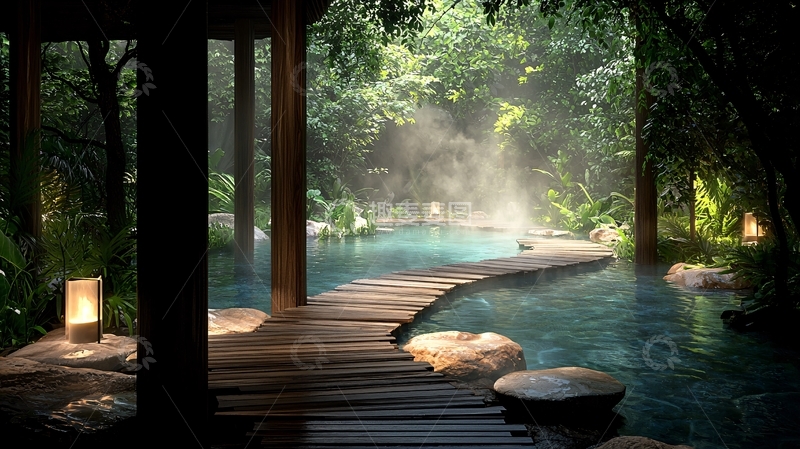高清大图下载【趣麦麦图】森林中的水疗中心