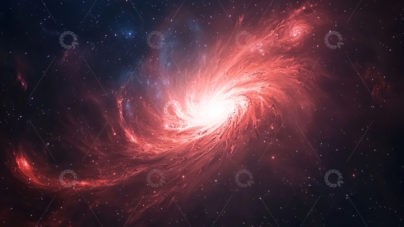 高清大图下载【趣麦麦图】红色星云背景的宇宙图片