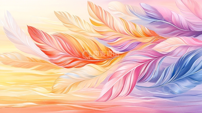 高清大图下载【趣麦麦图】彩色羽毛梦幻背景