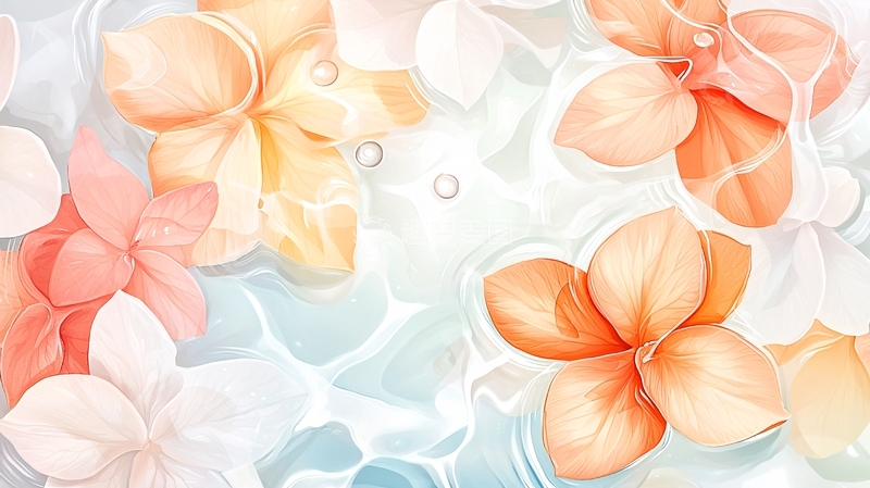 高清大图下载【趣麦麦图】粉色花朵在水面漂浮