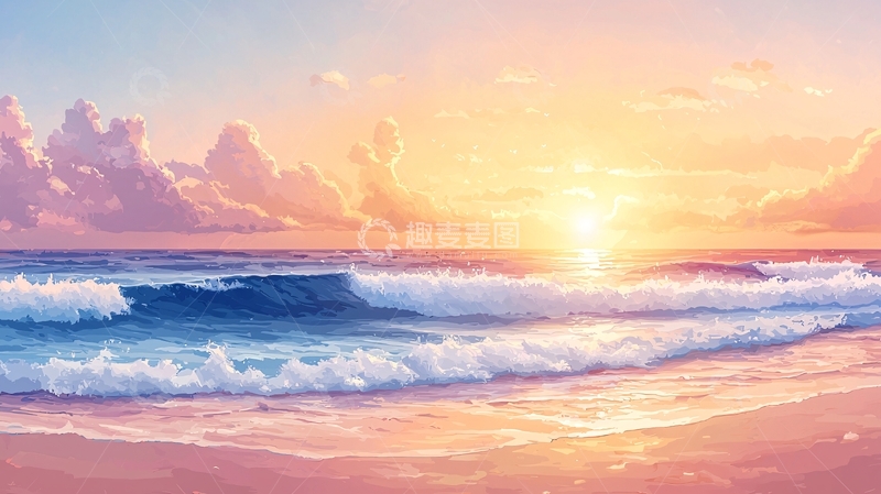 高清大图下载【趣麦麦图】唯美日出海景