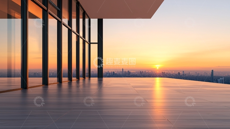 高清大图下载【趣麦麦图】日落时分的建筑倒影