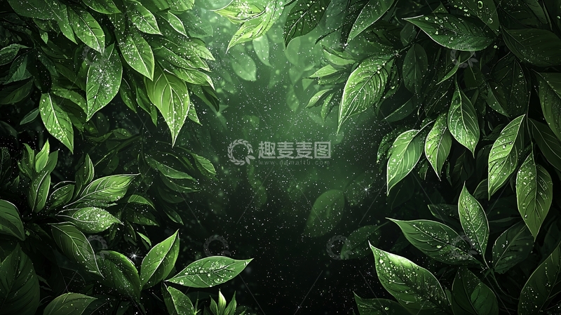 高清大图下载【趣麦麦图】茂密树叶簇拥的黑暗森林