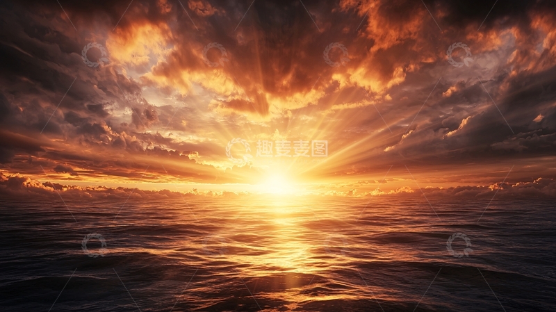 高清大图下载【趣麦麦图】壮丽日落海景