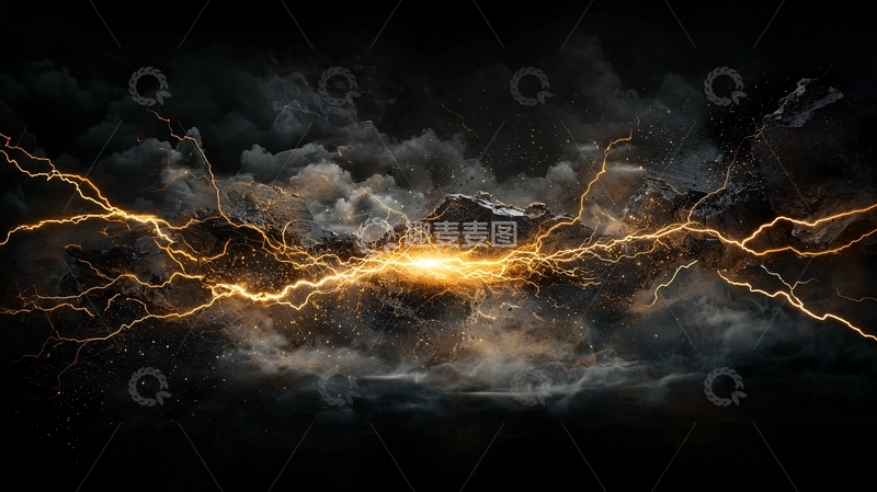 高清大图下载【趣麦麦图】黑色背景的闪电风暴
