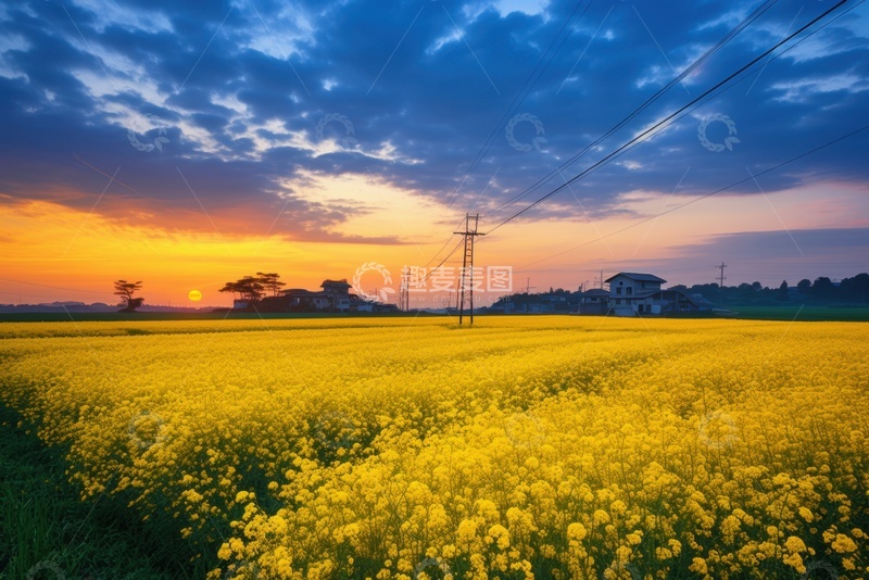 高清大图下载【趣麦麦图】一片油菜花花田