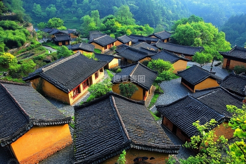 高清大图下载【趣麦麦图】-村寨房屋建筑风景