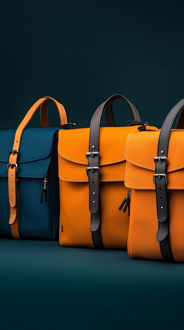 蓝色橙色并排包包