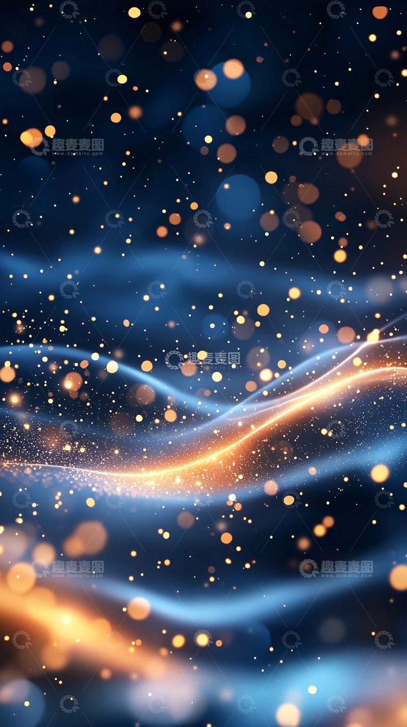 高清大图下载【趣麦麦图】蓝色金色光点交织