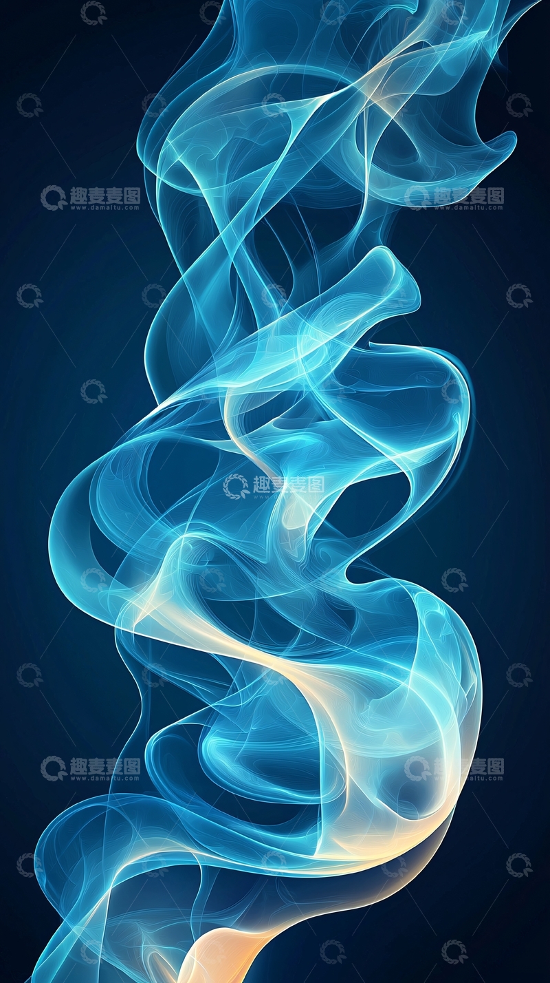 高清大图下载【趣麦麦图】蓝色流动烟雾抽象背景