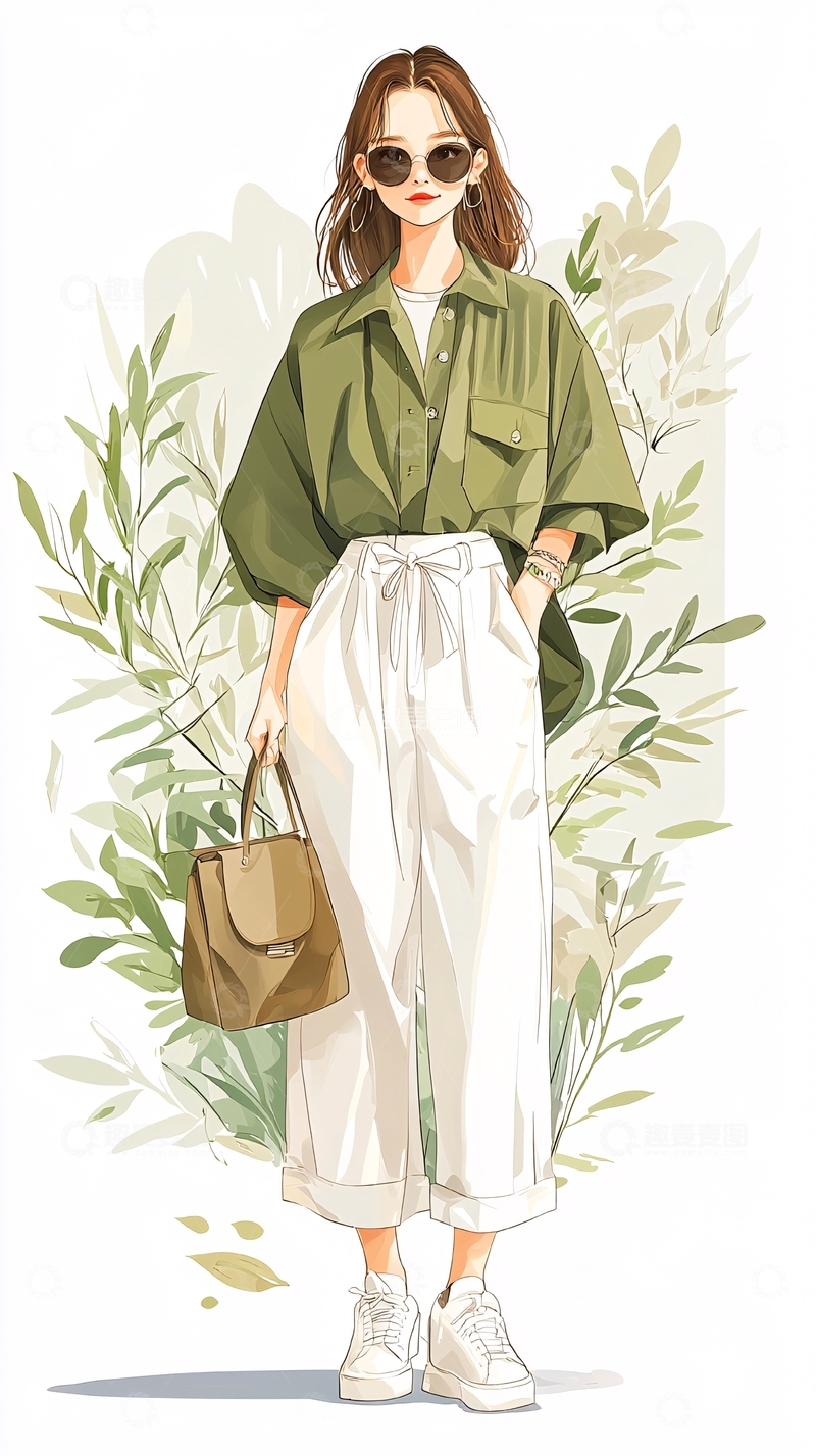 高清大图下载【趣麦麦图】时尚穿搭卡通女性