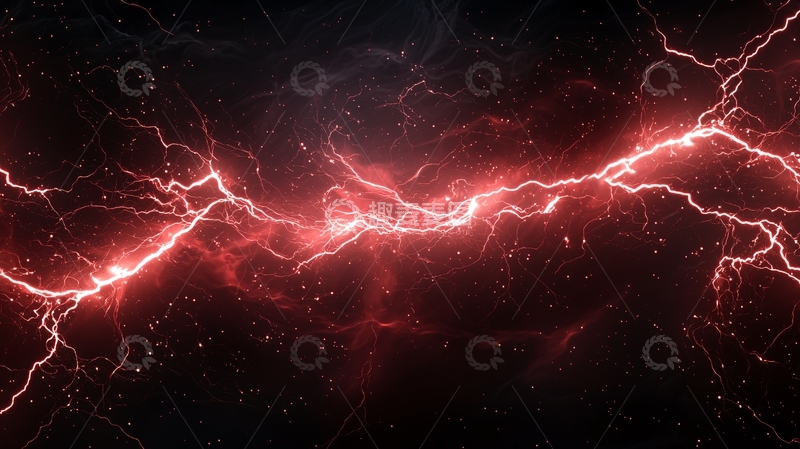 高清大图下载【趣麦麦图】红色闪电穿梭在黑暗中