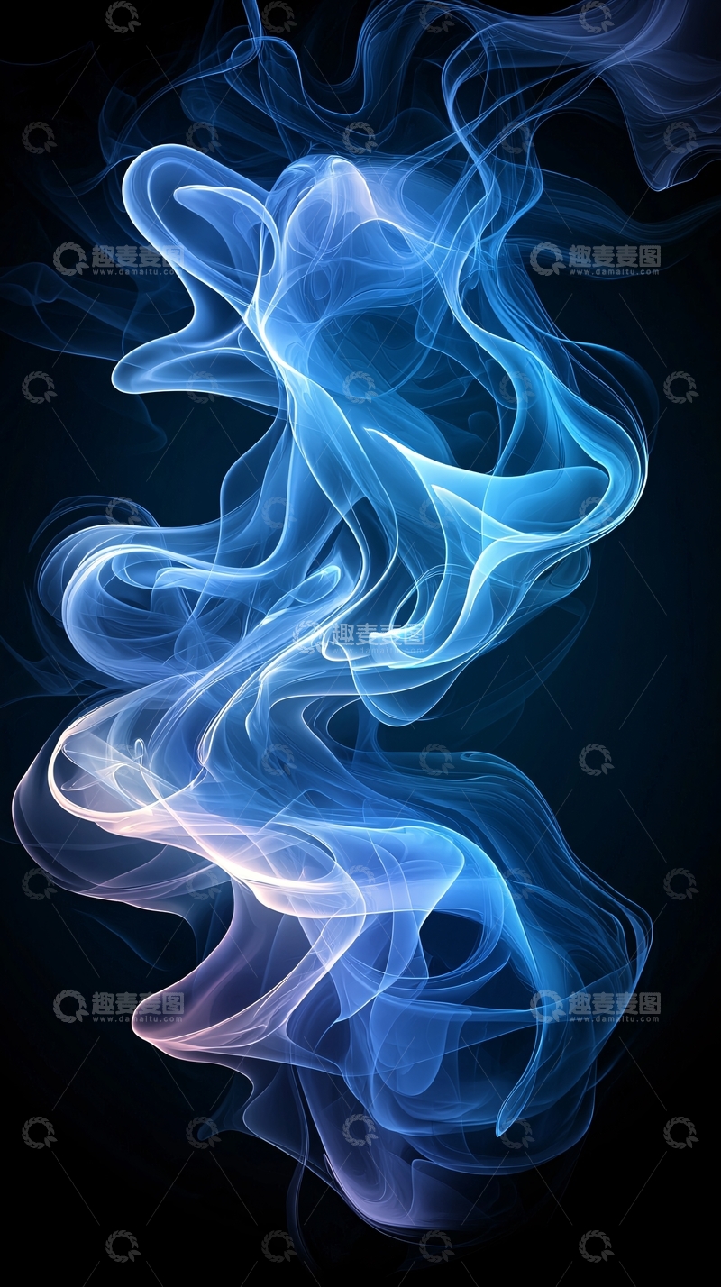 高清大图下载【趣麦麦图】蓝色烟雾在黑色背景中