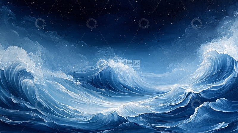 高清大图下载【趣麦麦图】汹涌的蓝色海浪