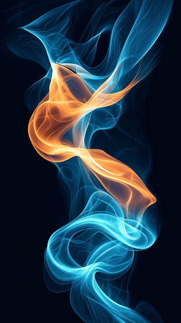 蓝色和橙色的烟雾抽象图案