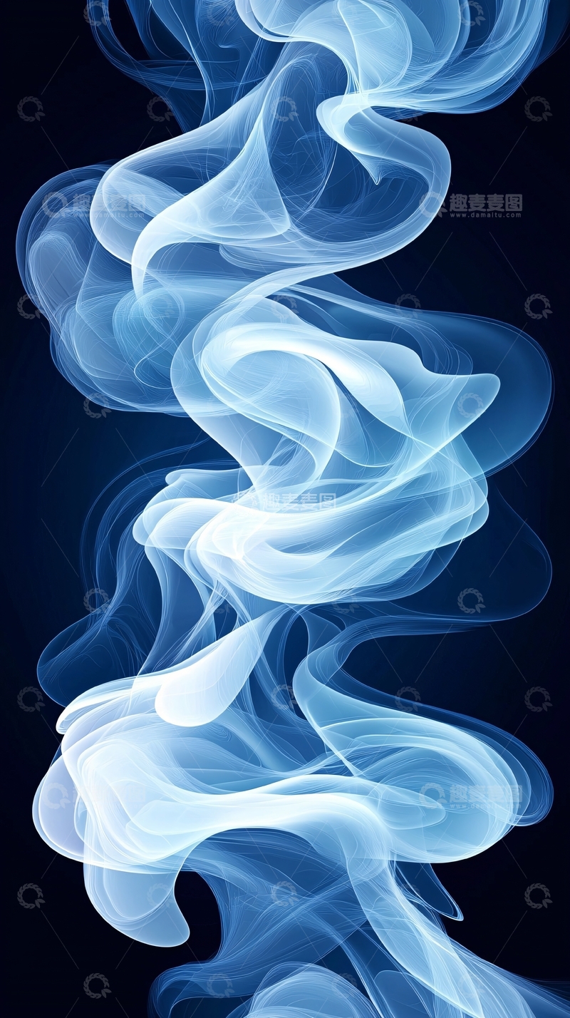 高清大图下载【趣麦麦图】蓝色烟雾流动抽象艺术
