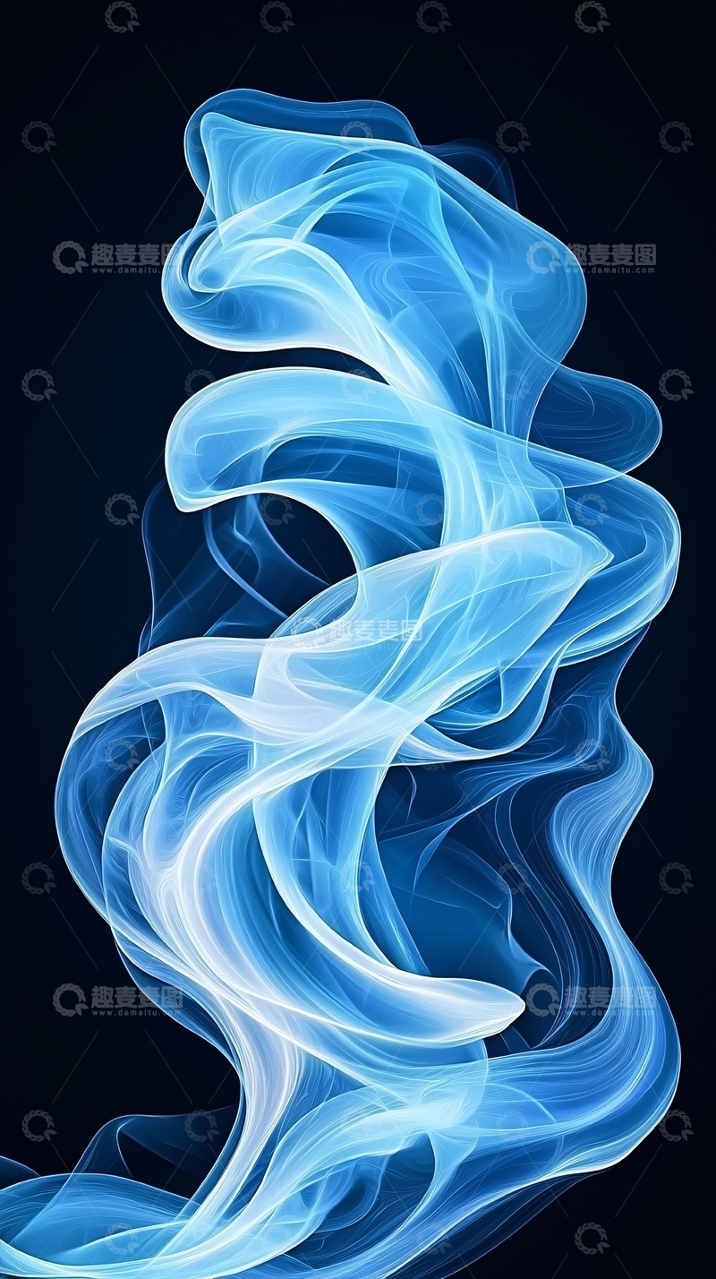 高清大图下载【趣麦麦图】蓝色火焰般的抽象烟雾