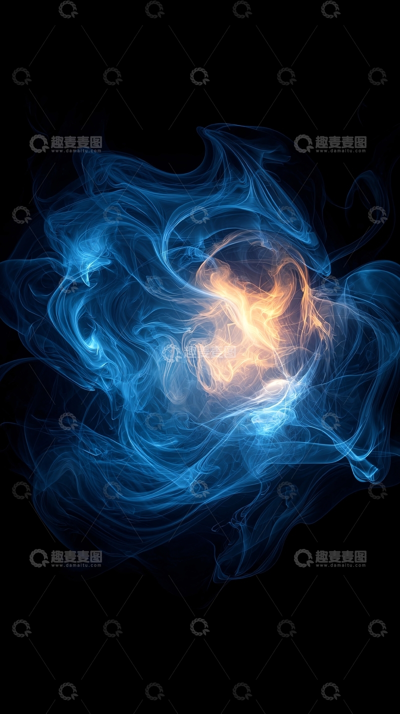 高清大图下载【趣麦麦图】蓝色火焰在黑暗中舞动
