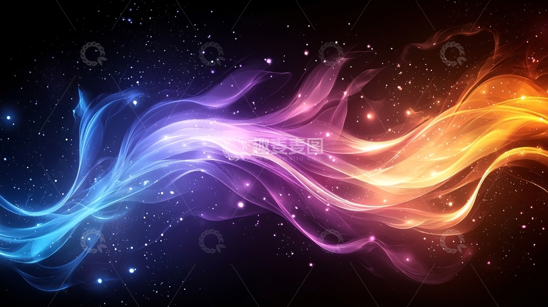 高清大图下载【趣麦麦图】蓝橙色抽象光效