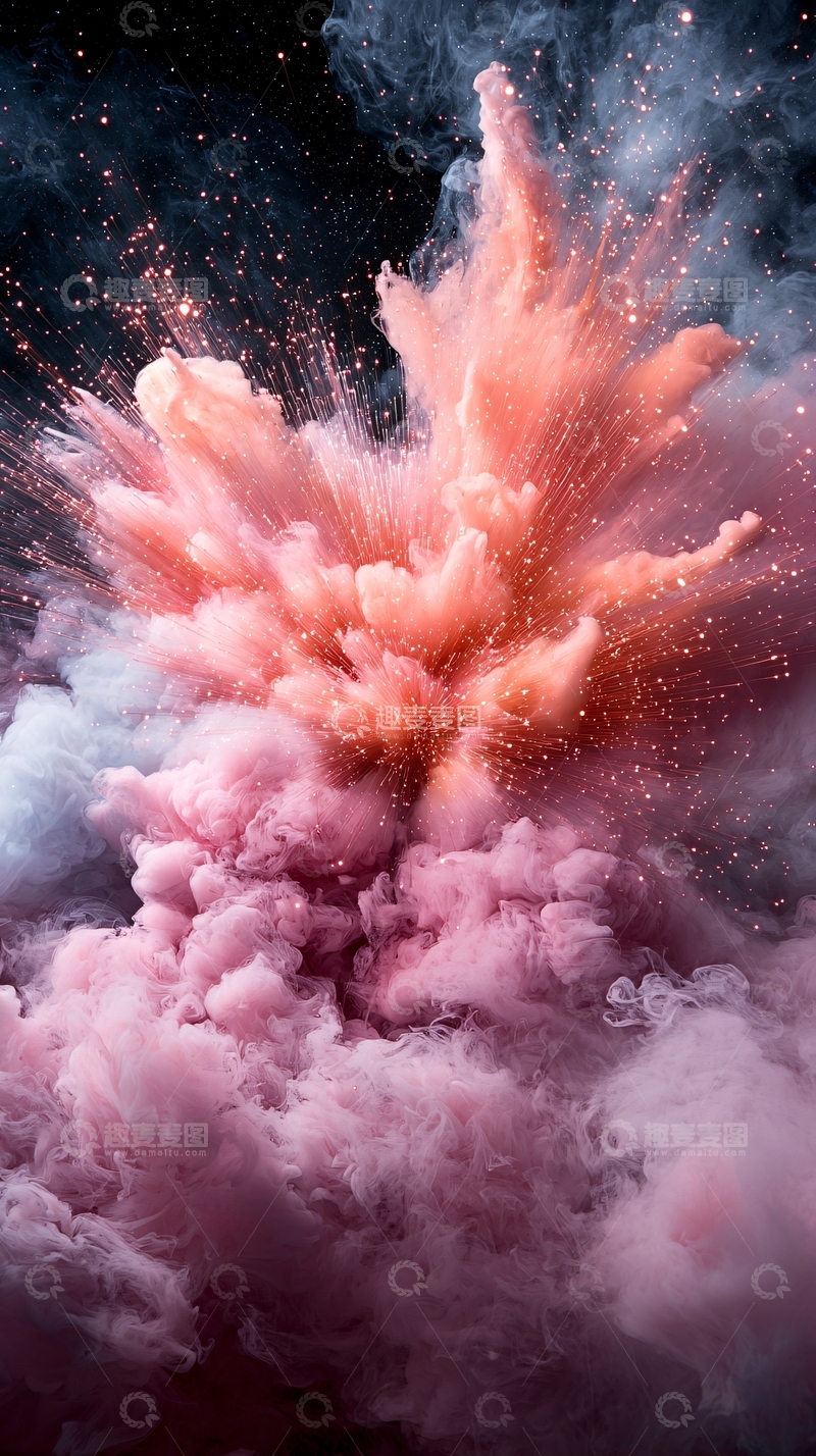 高清大图下载【趣麦麦图】粉色烟雾爆炸效果