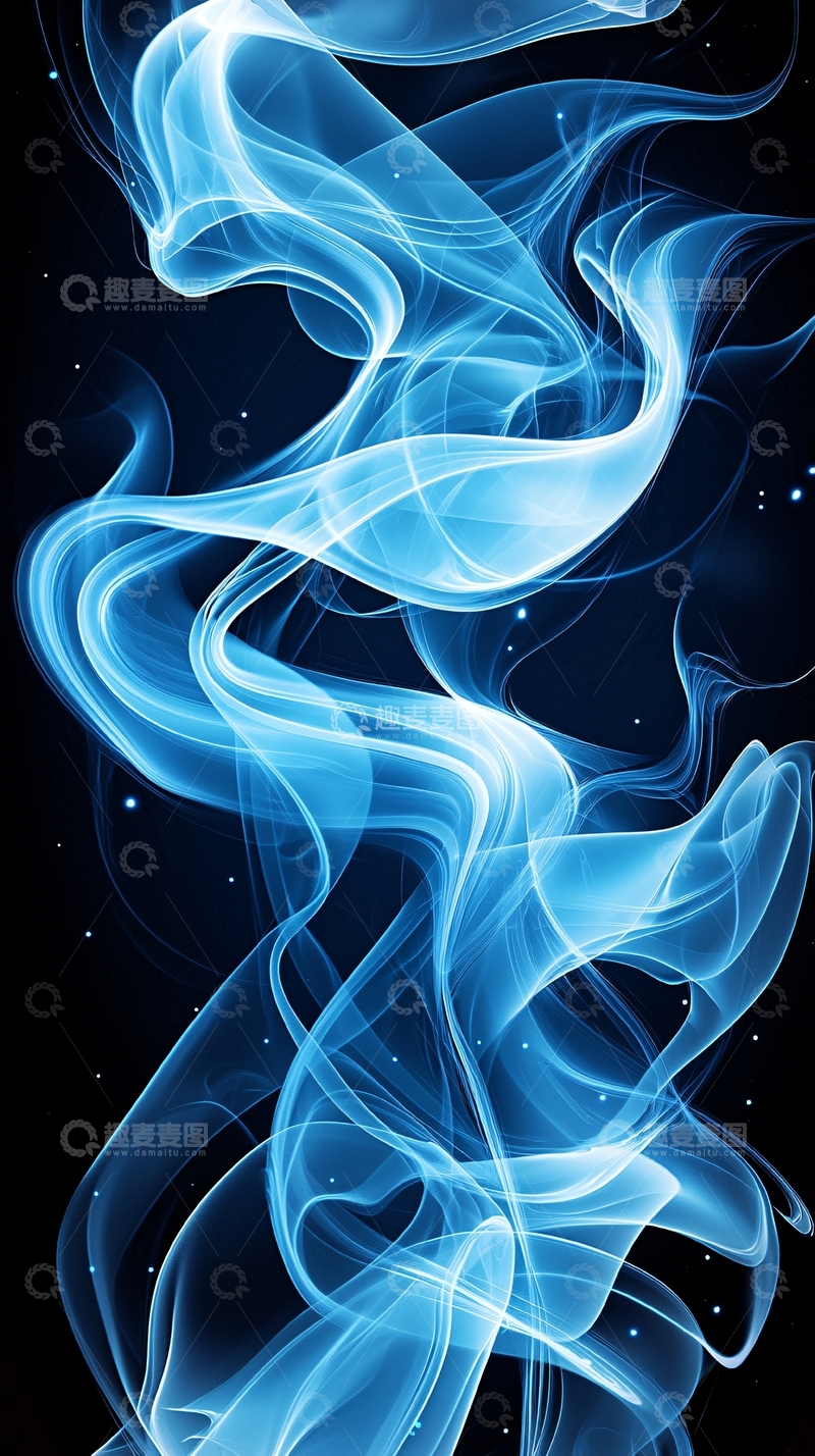 高清大图下载【趣麦麦图】蓝色流动烟雾背景
