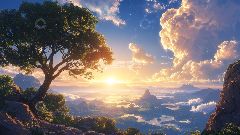 高清大图下载【趣麦麦图】希望田野的日出景象