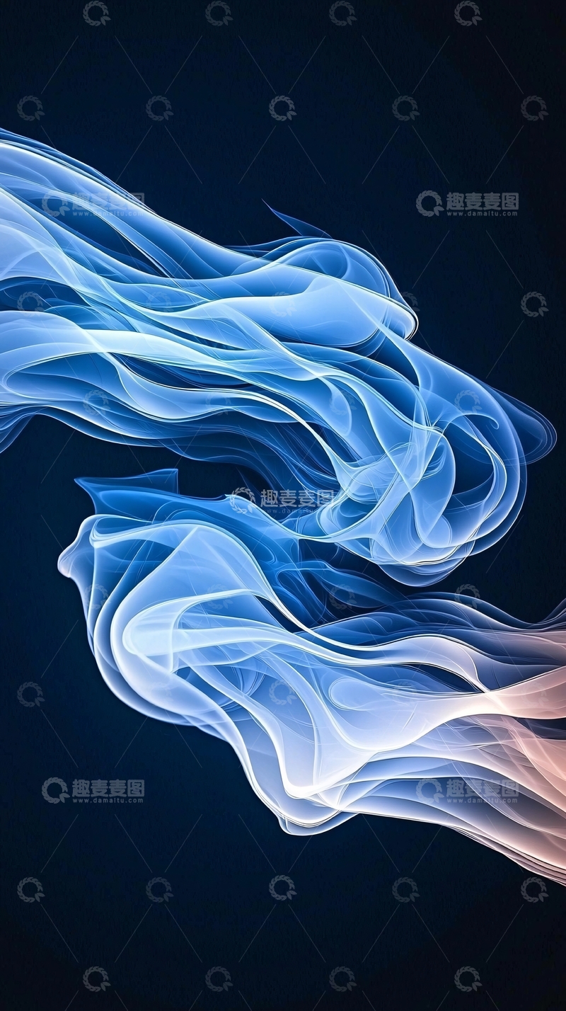 高清大图下载【趣麦麦图】蓝色烟雾流动抽象背景