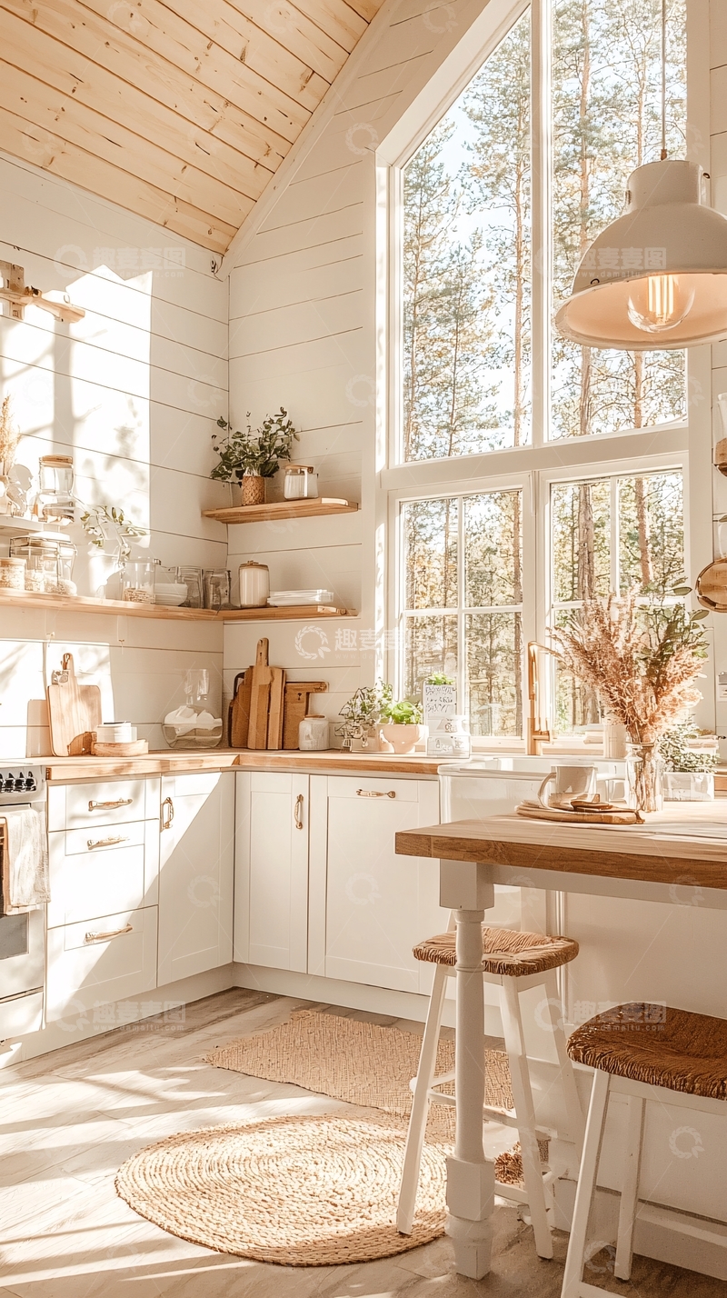 高清大图下载【趣麦麦图】明亮乡村风厨房一角