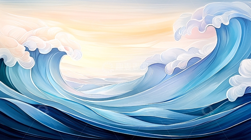 高清大图下载【趣麦麦图】蓝色波涛汹涌的海浪