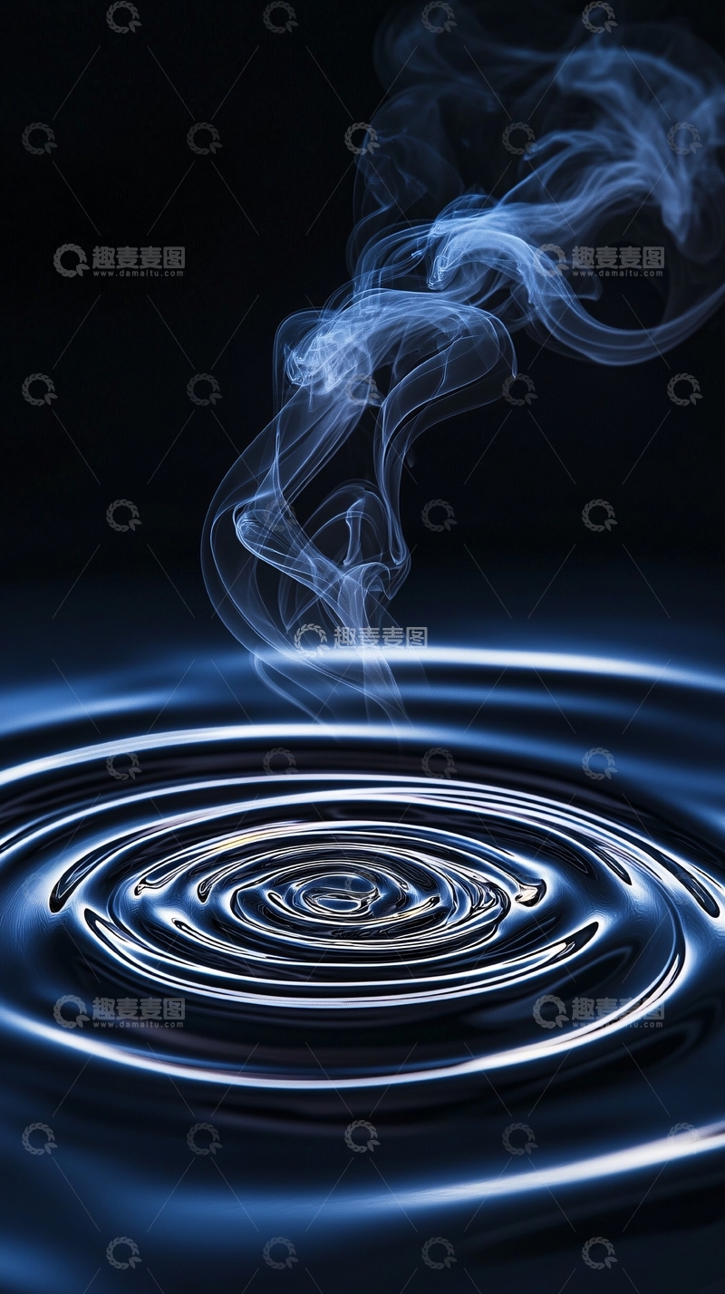 高清大图下载【趣麦麦图】水面波纹上升的烟雾