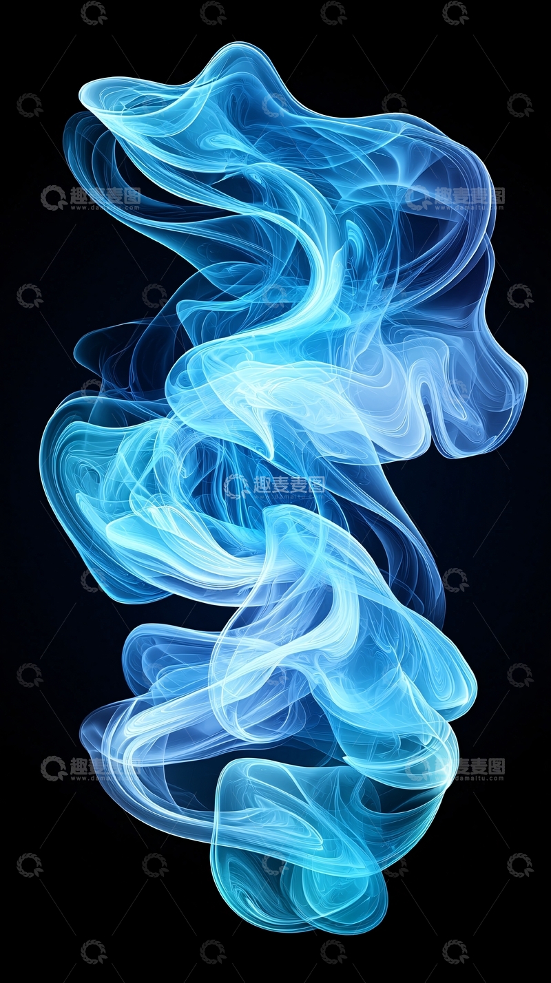 高清大图下载【趣麦麦图】蓝色烟雾在黑色背景上