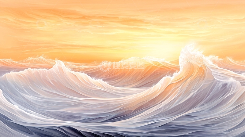 高清大图下载【趣麦麦图】波光粼粼的海面日出