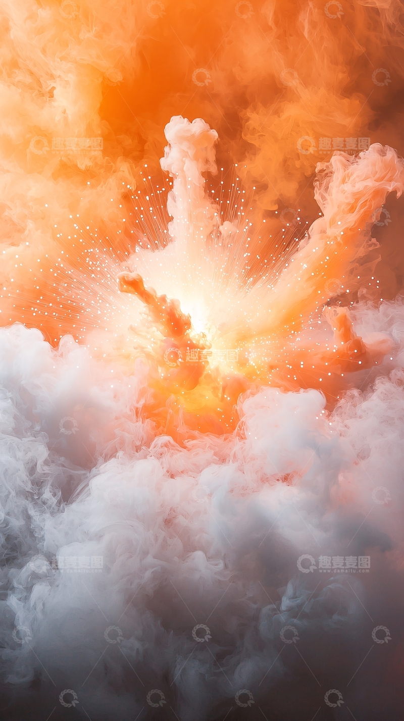 高清大图下载【趣麦麦图】爆炸性橙色云雾