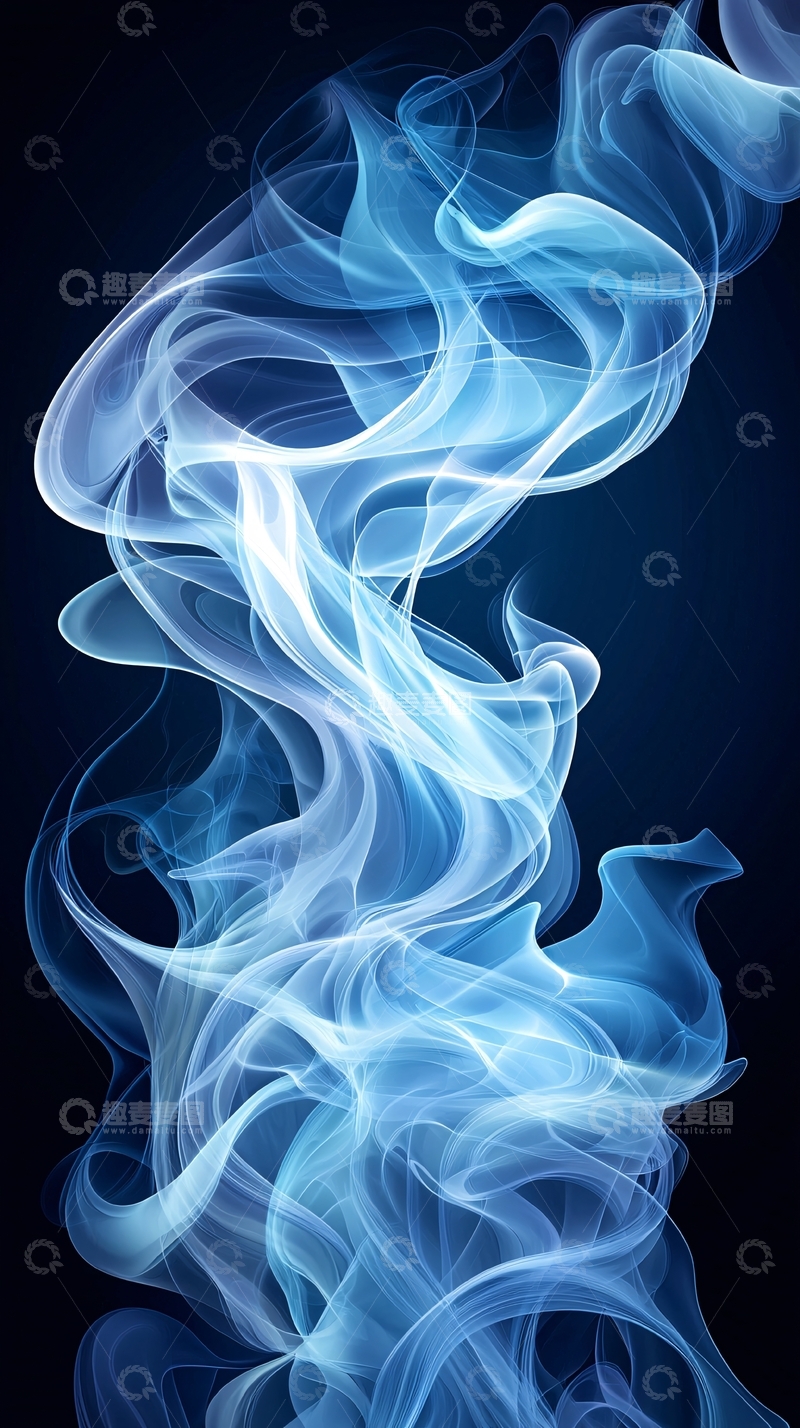 高清大图下载【趣麦麦图】蓝色烟雾形成的抽象图案