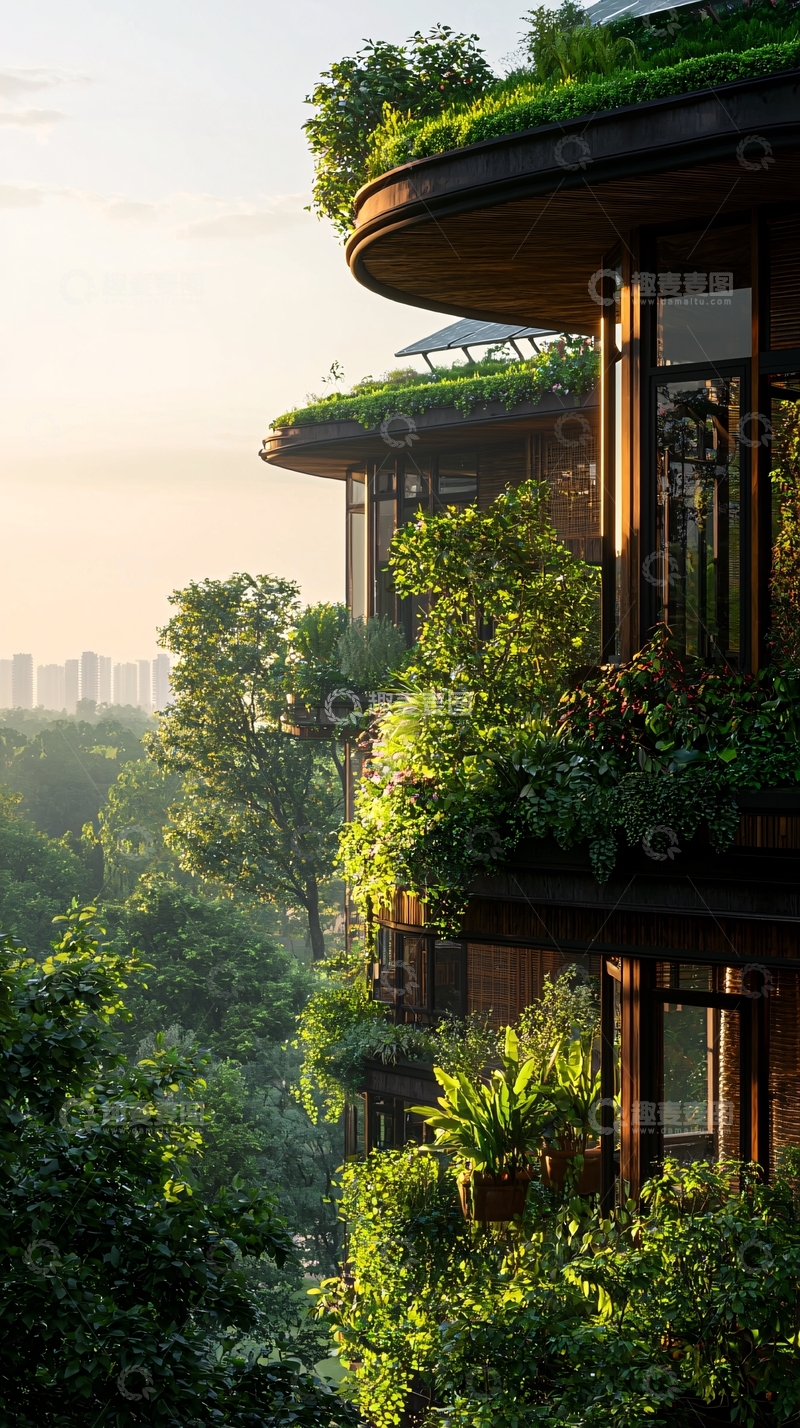高清大图下载【趣麦麦图】城市森林中的绿色建筑