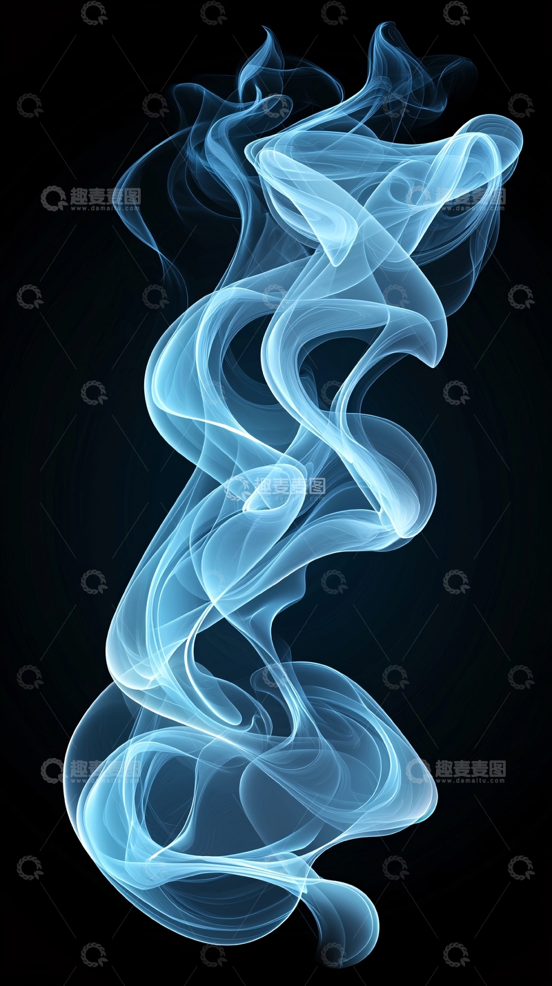 高清大图下载【趣麦麦图】蓝色烟雾在黑色背景中