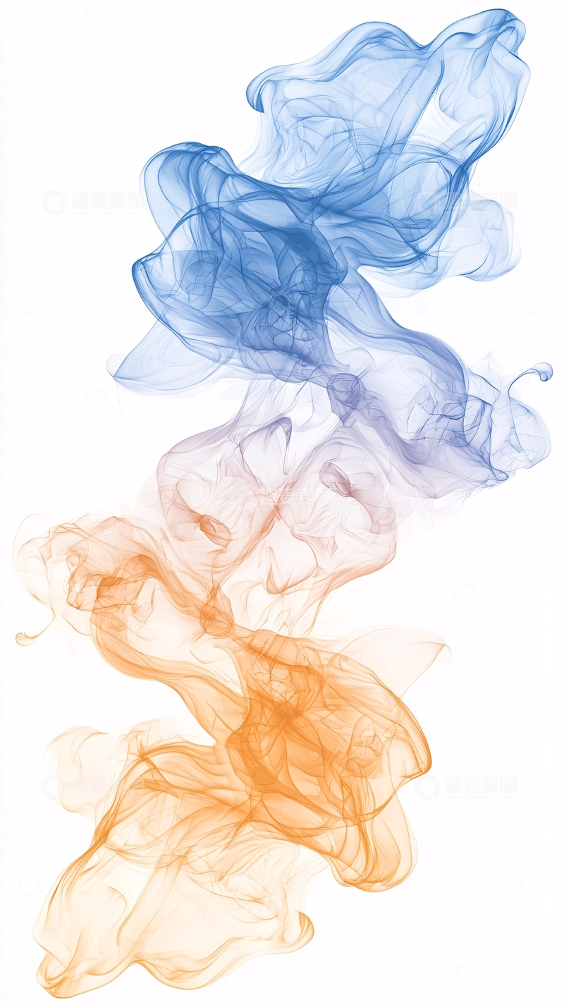 高清大图下载【趣麦麦图】蓝橙渐变水墨烟雾