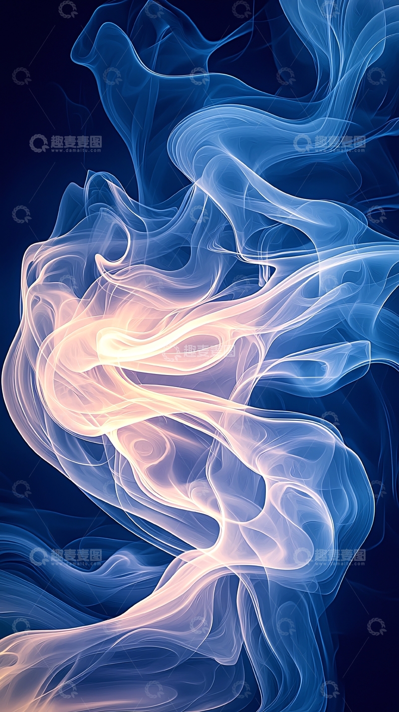 高清大图下载【趣麦麦图】蓝色烟雾漩涡状飘动