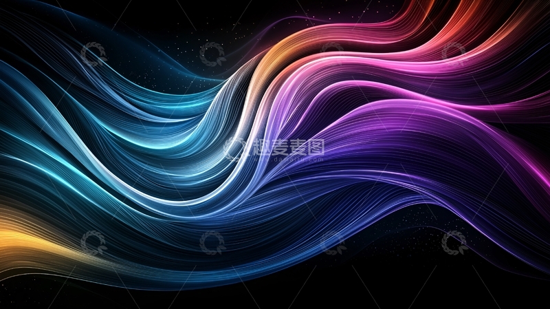 高清大图下载【趣麦麦图】流动彩色光线背景