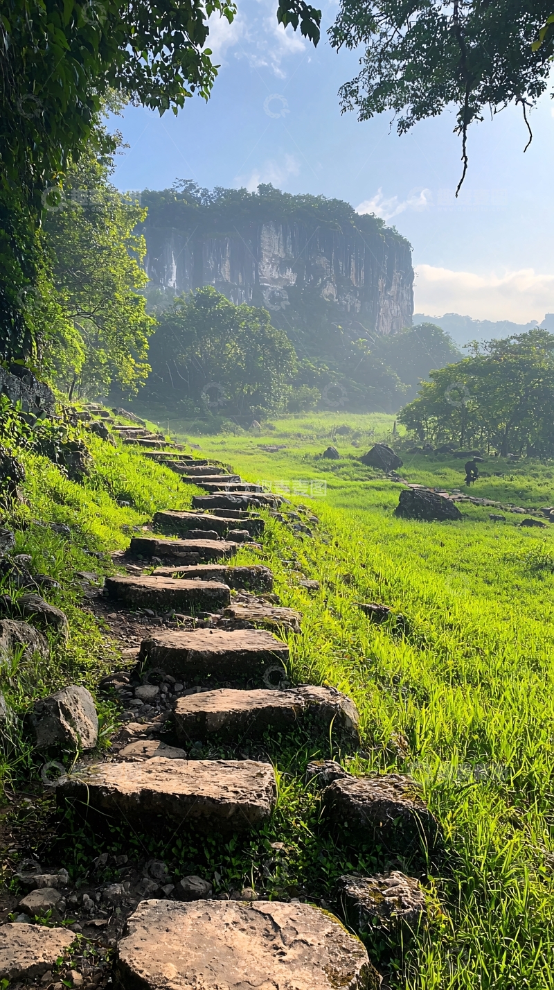 高清大图下载【趣麦麦图】山间石阶路高清图片