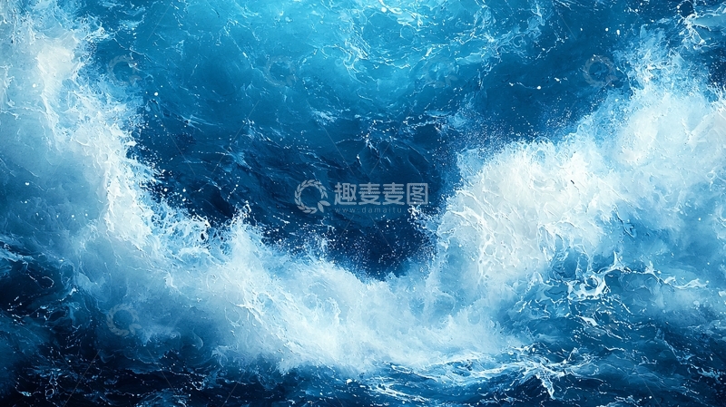 高清大图下载【趣麦麦图】蓝色波涛汹涌的海面