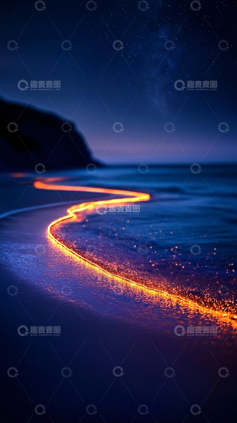 高清大图下载【趣麦麦图】海边光轨高清图片