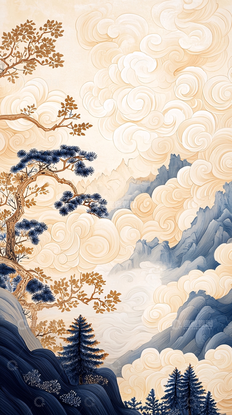 高清大图下载【趣麦麦图】水墨山水云雾缭绕的意境