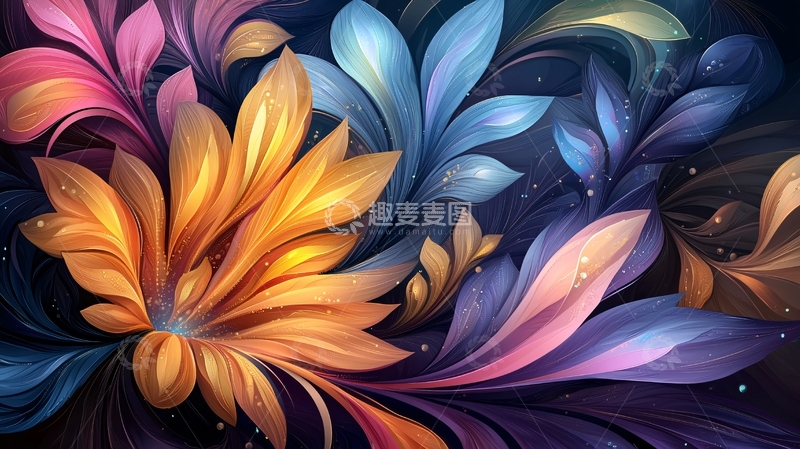 高清大图下载【趣麦麦图】绚丽花卉抽象背景