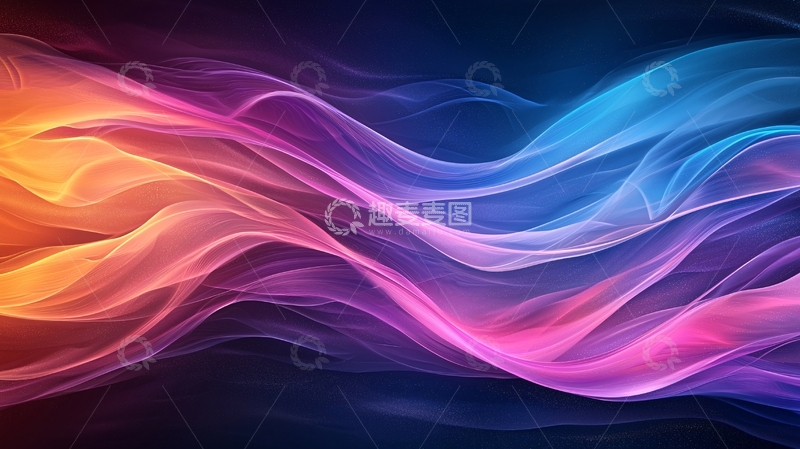 高清大图下载【趣麦麦图】彩色渐变流体曲线