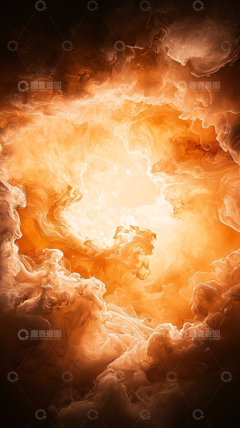 高清大图下载【趣麦麦图】爆炸云雾金色光芒四射